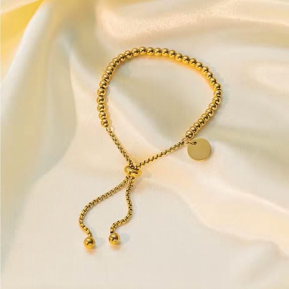 Stainless Steel Gold Beaded Bracelet - Picture 3 of 4